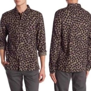 All Saints Men's Casual Button Down Shirt - Brown and Black